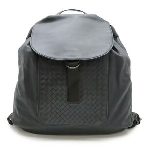 BOTTEGA VENETA Black Leather Intrecciato Backpack